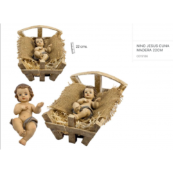 NIÑO JESÚS CUNA MADERA 22 CM