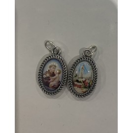 Medallas pequeñas plateadas San Antonio /Virgen Fátima