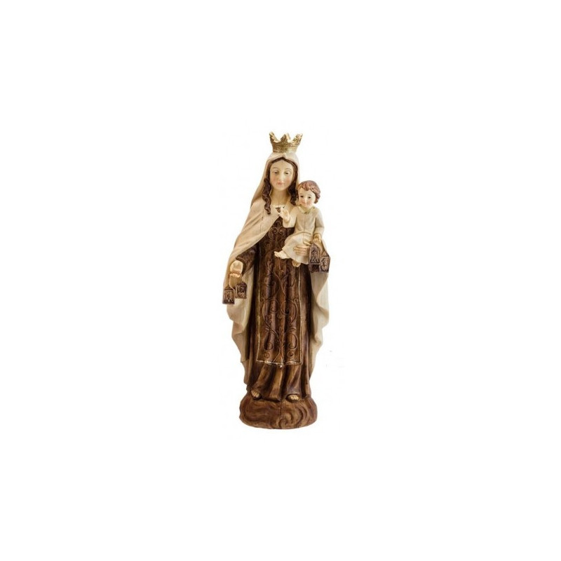 Virgen del Carmen 30 cm madera vieja